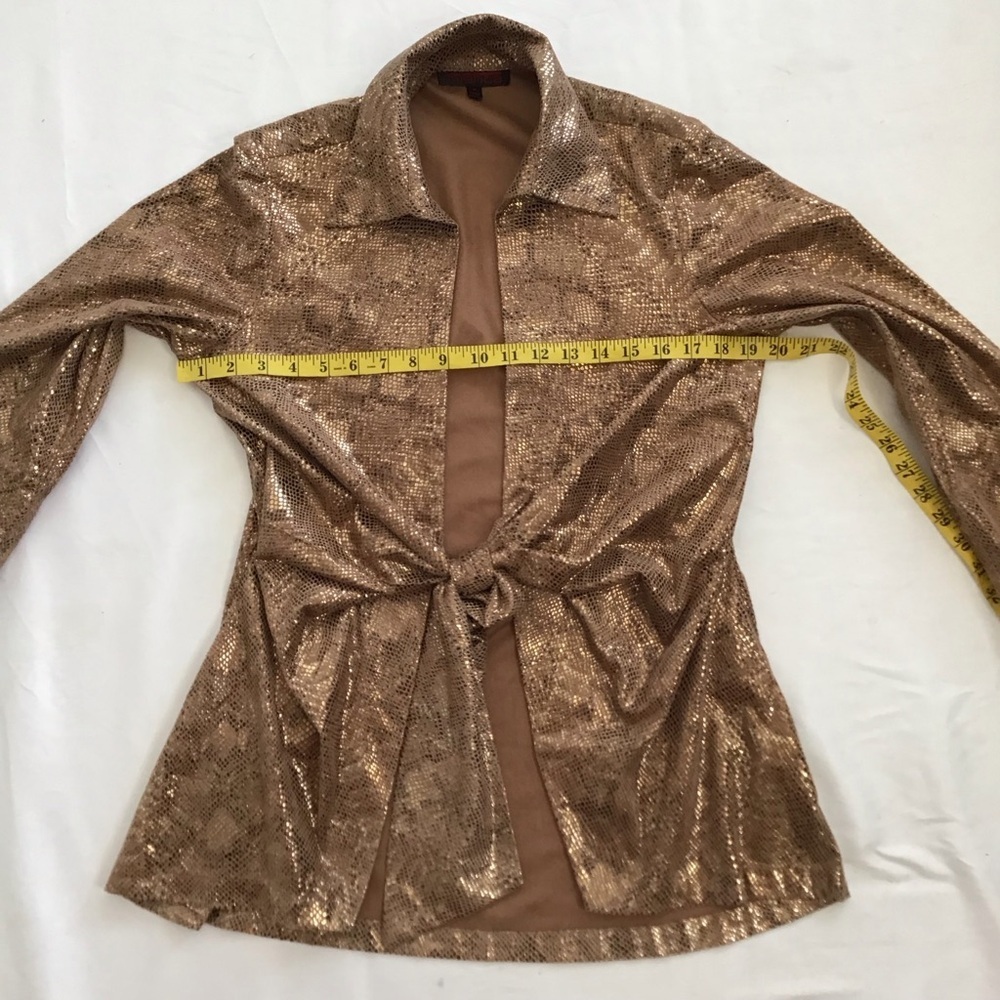 Mishca Elegant Shimmering Rose Gold Women's Tie Front Party Blazer Size M - Picture 6 of 8
